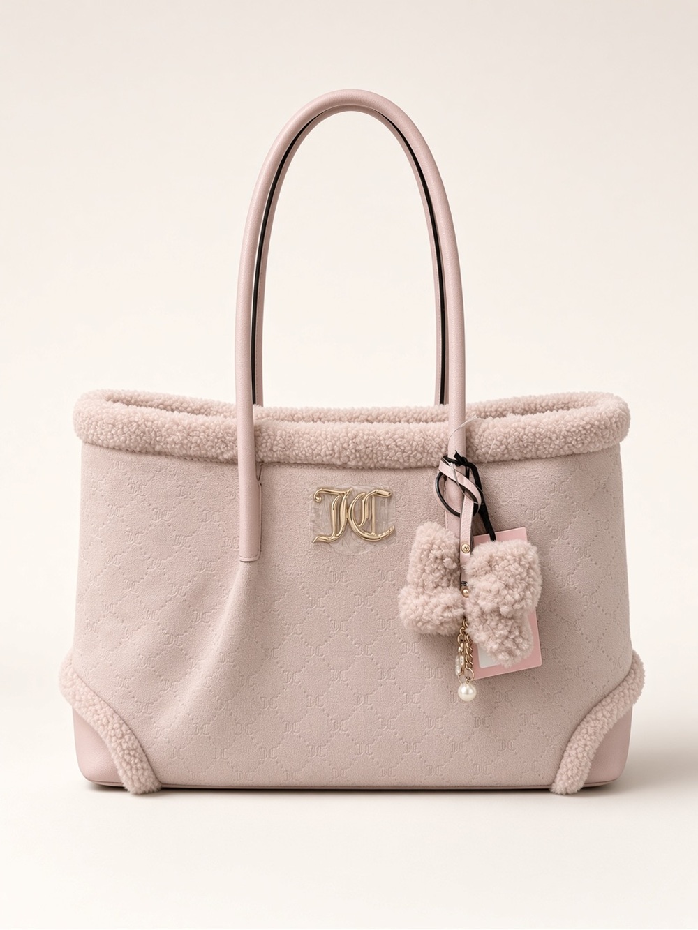 Women's Pink Shearling Tote Bag